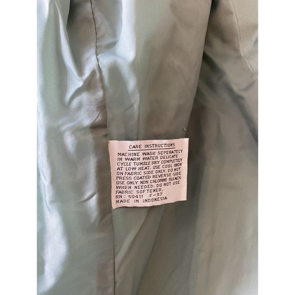 Vtg Fleet Street Metallic Teal Oversize Trench Raincoat Jacket Women's Medium - Picture 8 of 11